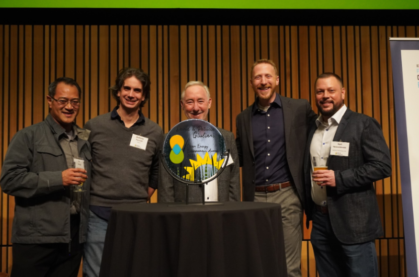From left to right: Art Ortega, Senior Director of Corporate Social Responsibility and Regulatory Compliance, Yakima Chief Hops; Anthony Pancotti, Co-Founder, Helion; Michael Mann, Executive Director, Clean & Prosperous; Chris Dougher, VP of Operations, Sila; Karl Vanevenhoven, COO, Yakima Chief Hops
